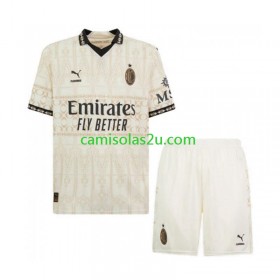 Camisolas de futebol AC Milan Criança Equipamento Quarto 2023/24 Manga Curta